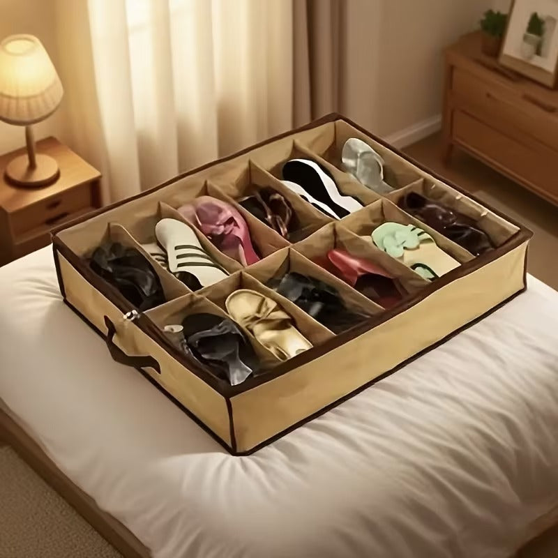 Set of 12 Stackable Shoe Storage Boxes with Transparent Front Cover