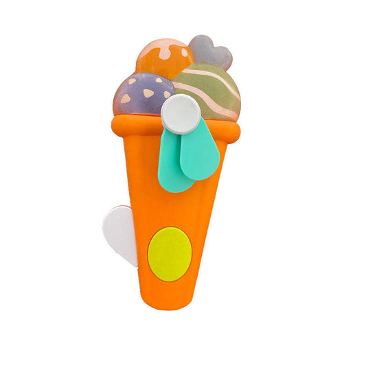 Hand Pressure Mini Fan for Kids, Cute Ice Cream Shape
