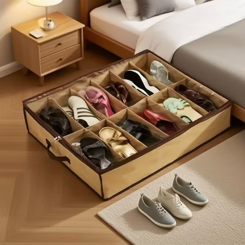 Set of 12 Stackable Shoe Storage Boxes with Transparent Front Cover